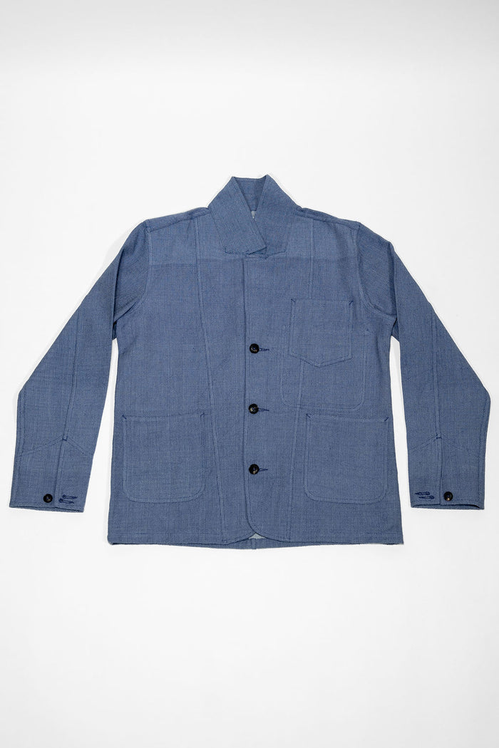 Indi + Ash Study Jacket - Handwoven Military Herringbone French Blue Indigo