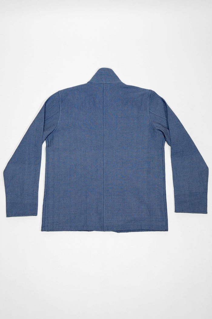 Indi + Ash Study Jacket - Handwoven Military Herringbone French Blue Indigo
