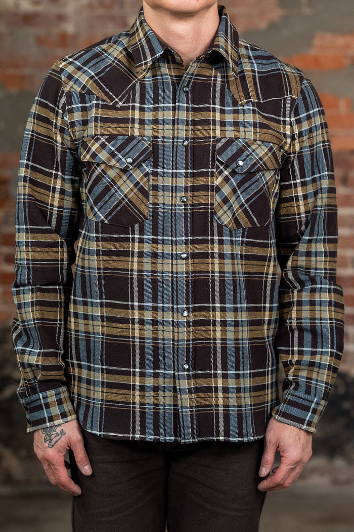 Indigofera Dawson Flannel - Brown/Olive/Turquise/Ecru
