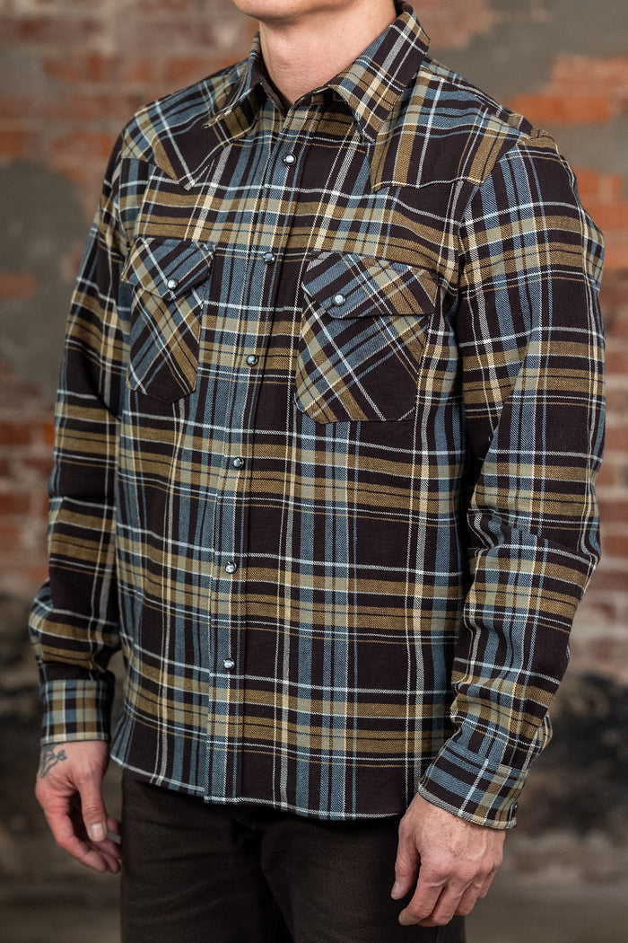 Indigofera Dawson Flannel - Brown/Olive/Turquise/Ecru