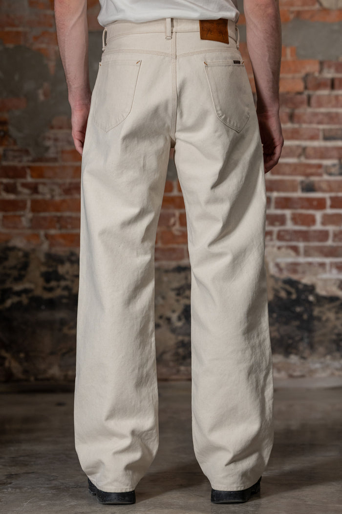 Indigofera Duke - 13oz Smithson Canvas Ecru - Model Back