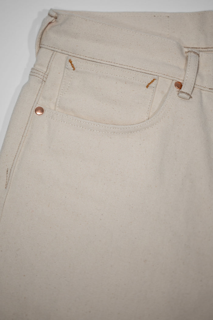 Indigofera Duke - 13oz Smithson Canvas Ecru - front pocket detail