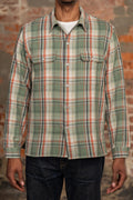 Indigofera Webster - 7.3oz Jacquard Flannel Green/Beige Check - model front