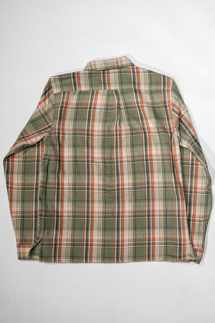 Indigofera Webster - 7.3oz Jacquard Flannel Green/Beige Check - back