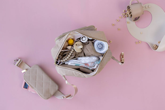 Jetsetter Mini Diaper Bag With Wipes Pocket - Beige