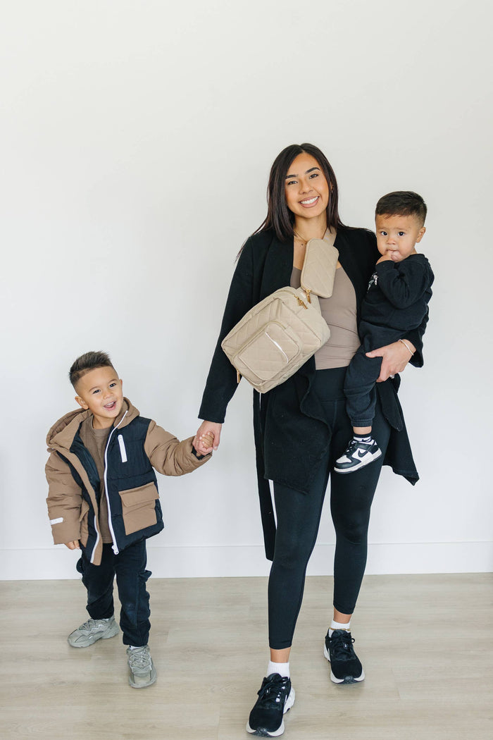 Jetsetter Mini Diaper Bag With Wipes Pocket - Beige