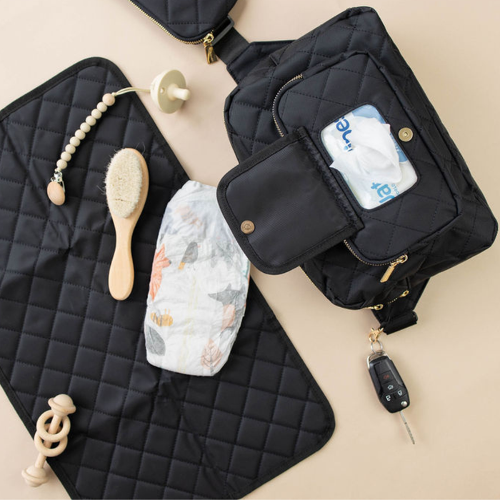 Jetsetter Mini Diaper Bag with Wipes Pocket – Black