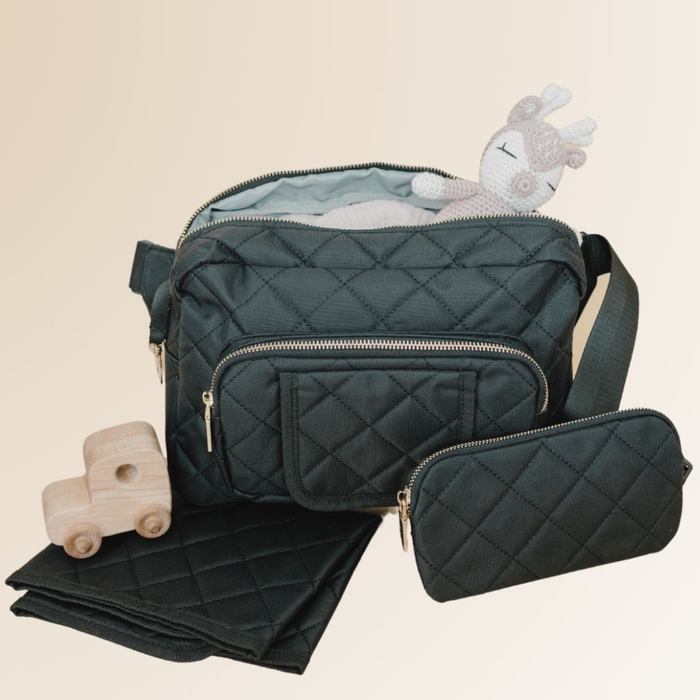 Jetsetter Mini Diaper Bag with Wipes Pocket – Black