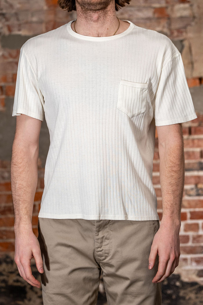 Knickerbocker Rib Pocket T-shirt - Milk