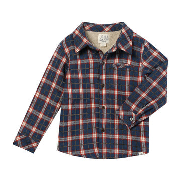 Me & Henry Adventurer Sherpa Lined Shacket | Blue/Rust Plaid