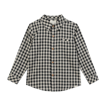 Me & Henry Atwood Woven Shirt | Black/Cream Cross Stitch Plaid