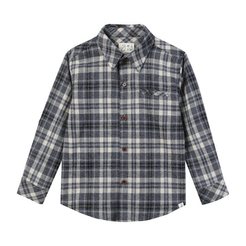 Me & Henry Atwood Woven Shirt | Blue/Beige Brushed Cotton Plaid