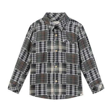 Me & Henry Atwood Woven Shirt | Green Patchwork Plaid