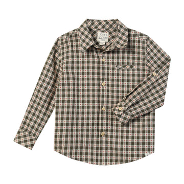 Me & Henry Atwood Woven Shirt | Sage/Rust Stitch Plaid