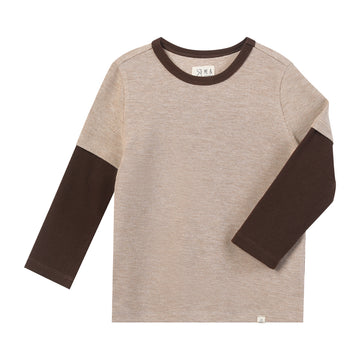 Me & Henry Cameron Mock Sleeve Tee | Beige Waffle