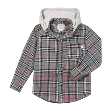 Me & Henry Erin Hooded Shirt | Grey Plaid