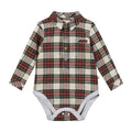 Me & Henry Jasper Woven Onesie | Cream/Green Plaid