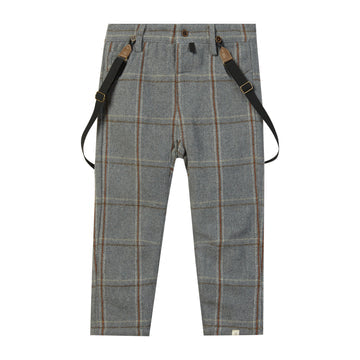 Me & Henry Marcus Woven Pants W/ Removable Suspenders | Grey Tweed