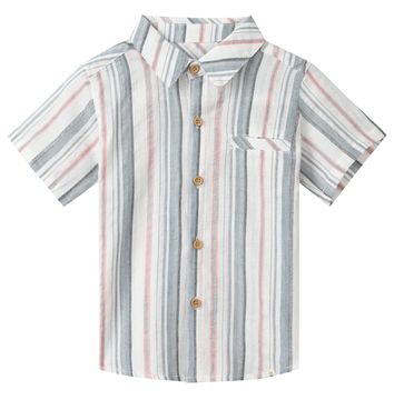 Me & Henry Newport Woven Shirt | Chambray/Neon Stripe