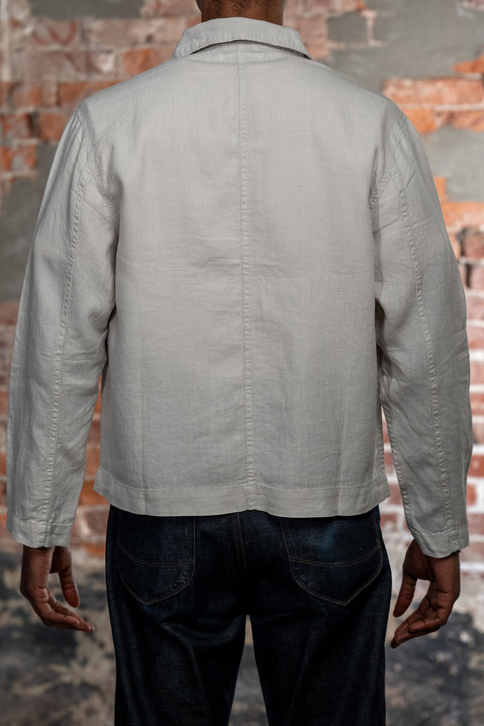 Merz b. Schwanen JKT08LI Linen Cropped Worker's Jacket - Light Stone