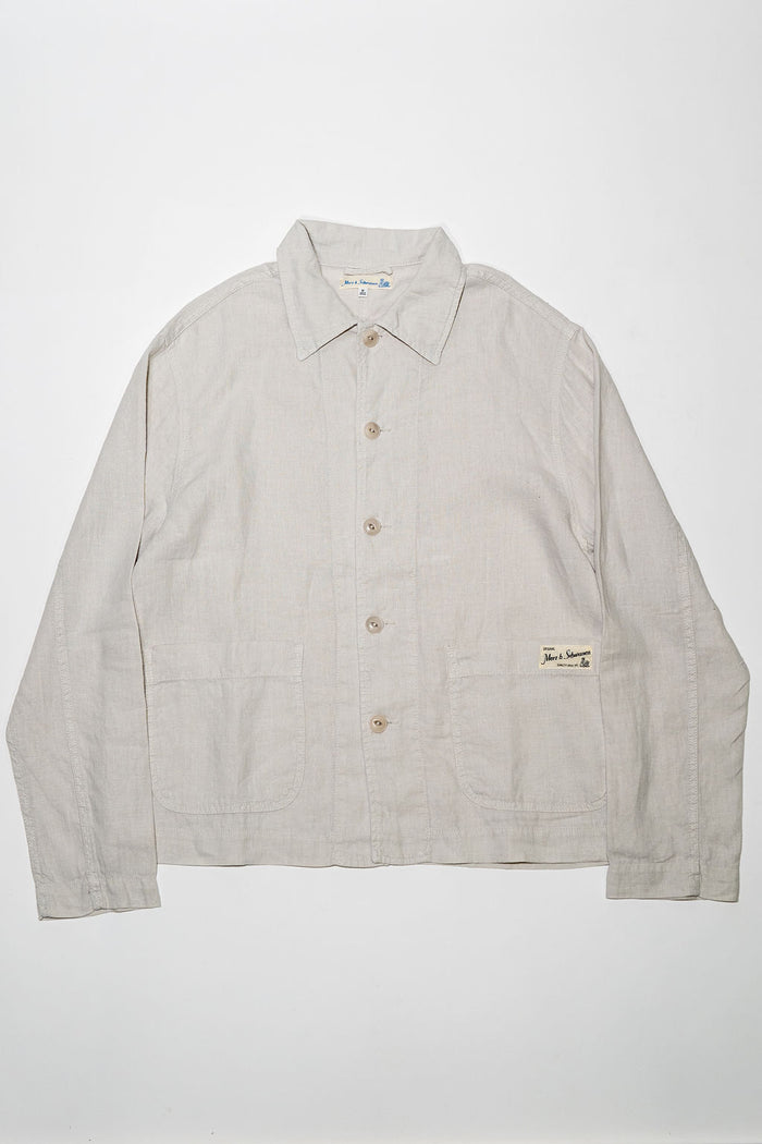Merz b. Schwanen JKT08LI Linen Cropped Worker's Jacket - Light Stone