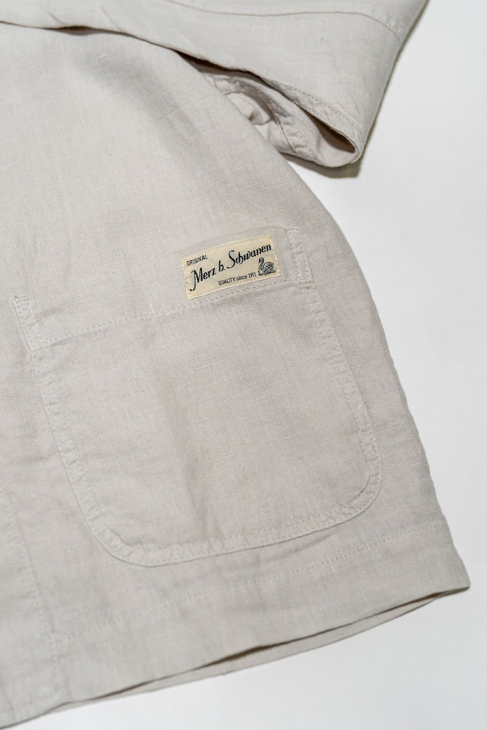 Merz b. Schwanen JKT08LI Linen Cropped Worker's Jacket - Light Stone