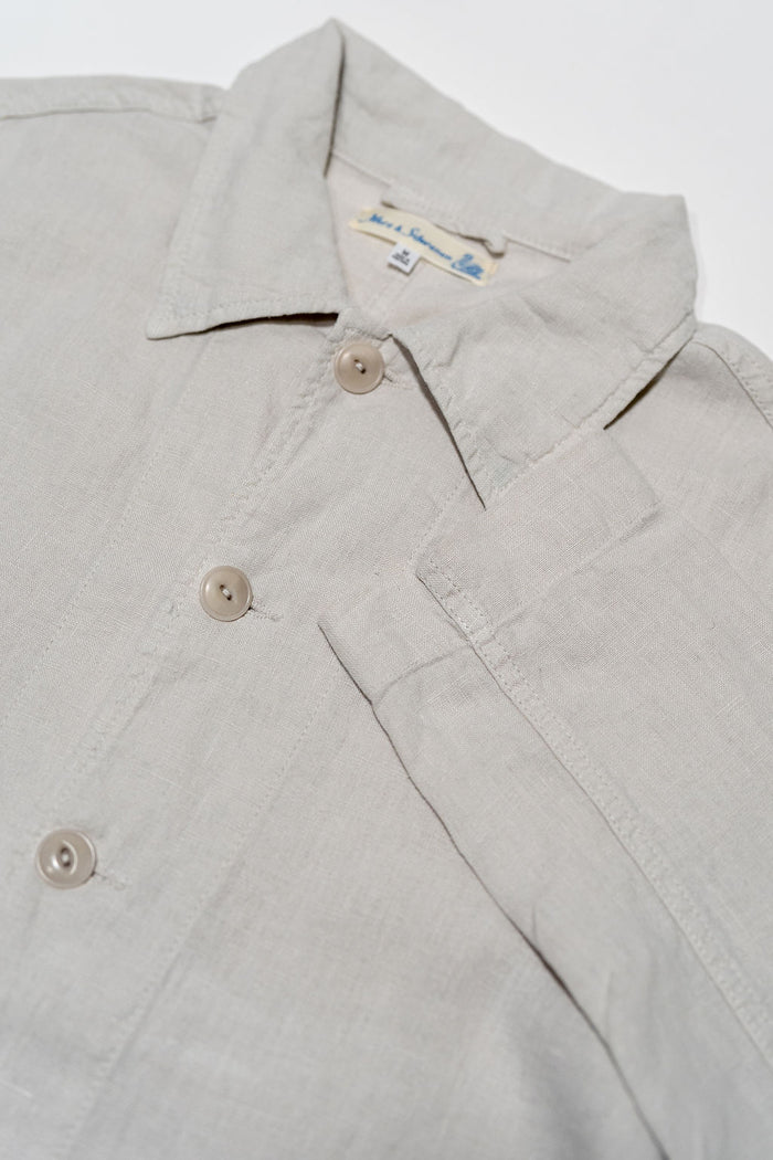 Merz b. Schwanen JKT08LI Linen Cropped Worker's Jacket - Light Stone