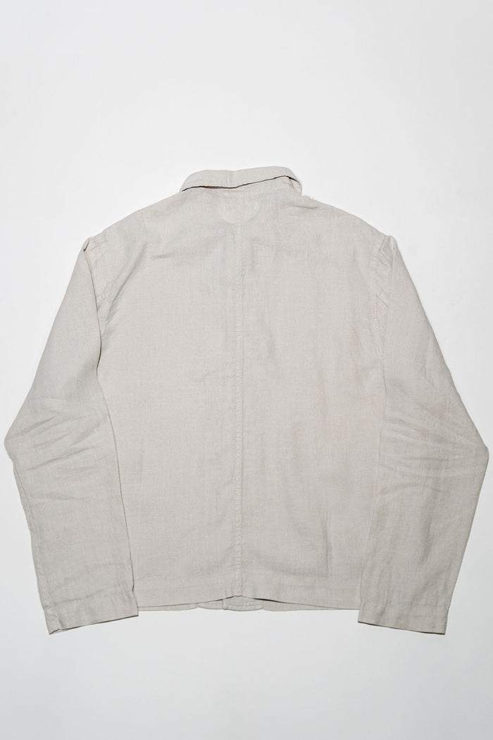 Merz b. Schwanen JKT08LI Linen Cropped Worker's Jacket - Light Stone