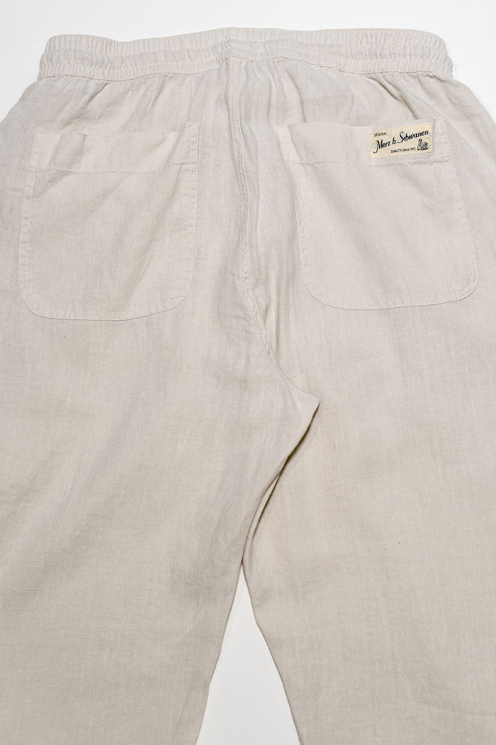 Merz b. Schwanen PANTS05LI Linen Workers Drawstring Pants  - Light Stone