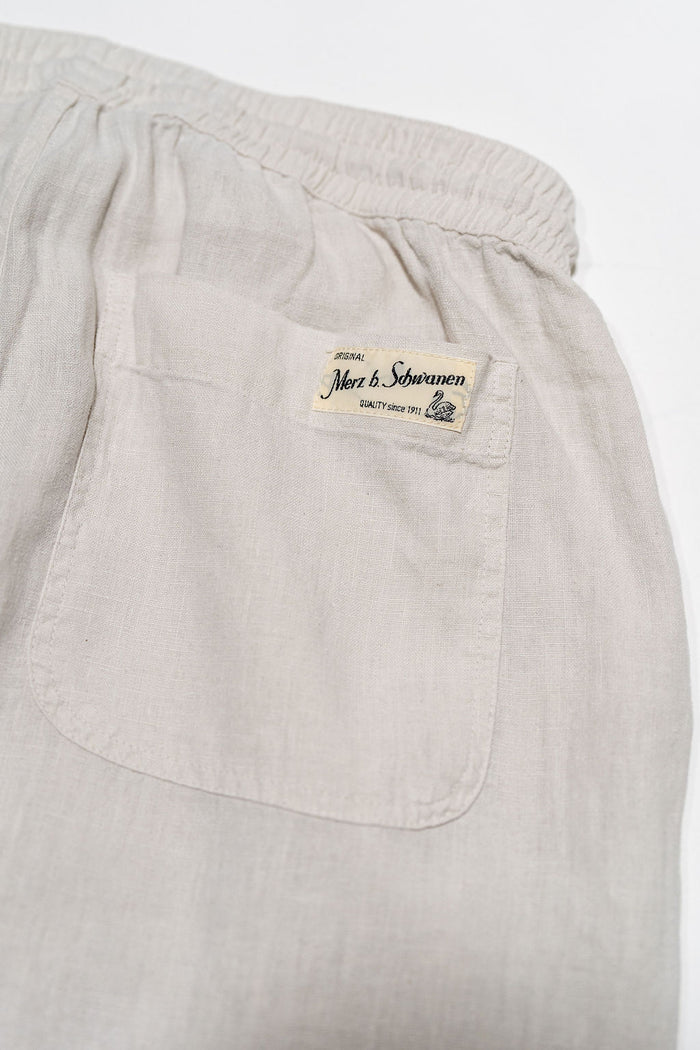 Merz b. Schwanen PANTS05LI Linen Workers Drawstring Pants  - Light Stone