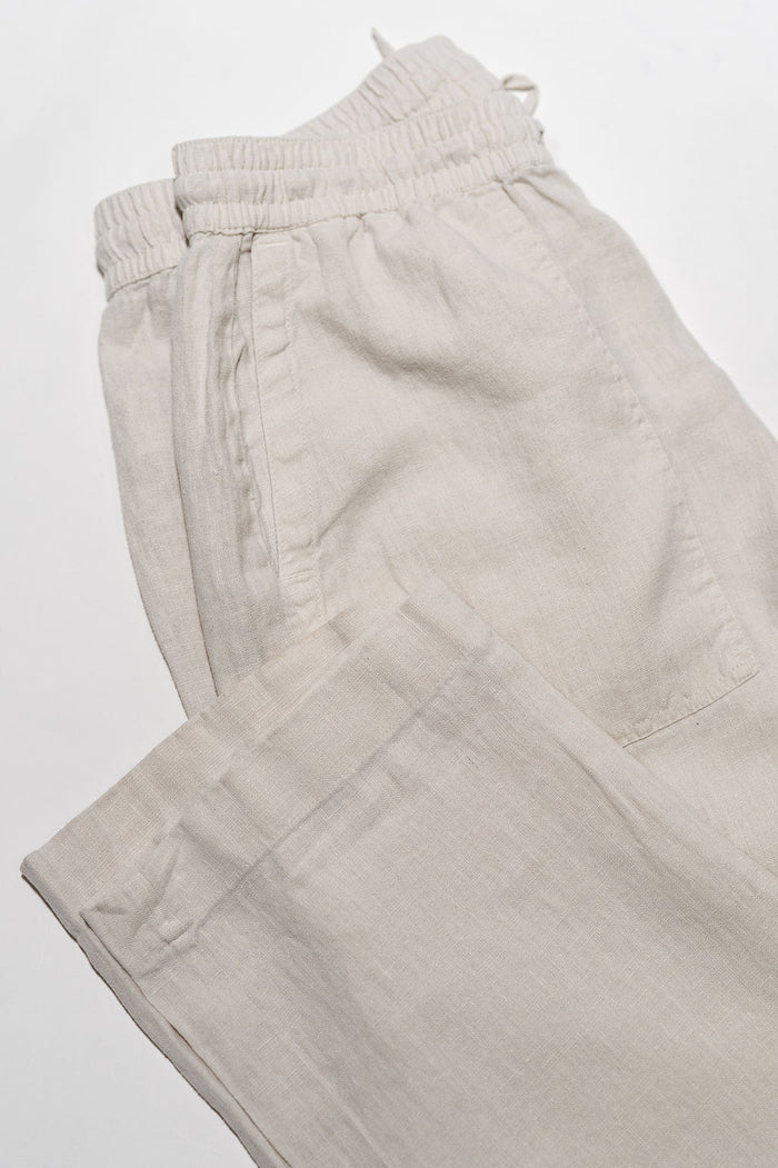 Merz b. Schwanen PANTS05LI Linen Workers Drawstring Pants  - Light Stone