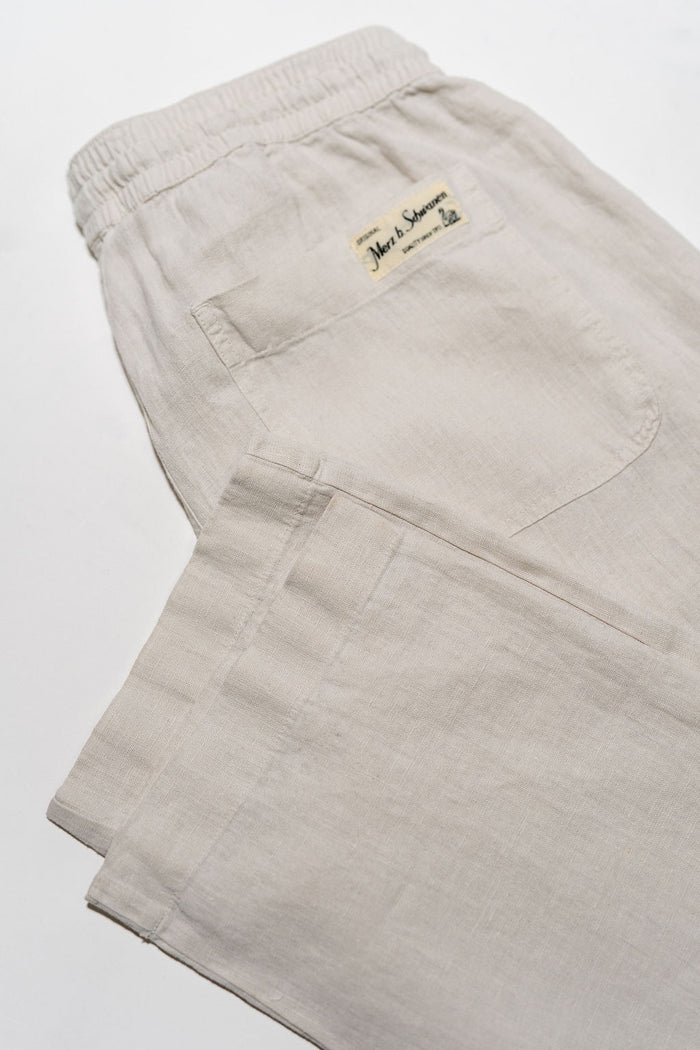 Merz b. Schwanen PANTS05LI Linen Workers Drawstring Pants  - Light Stone