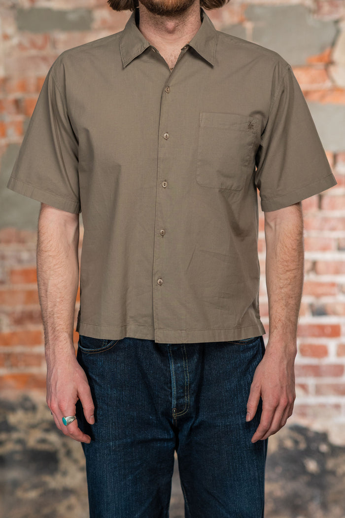 Merz b. Schwanen SHIRT09LP Lightweight Cotton Poplin Short Sleeve Shirt - Faded Grain