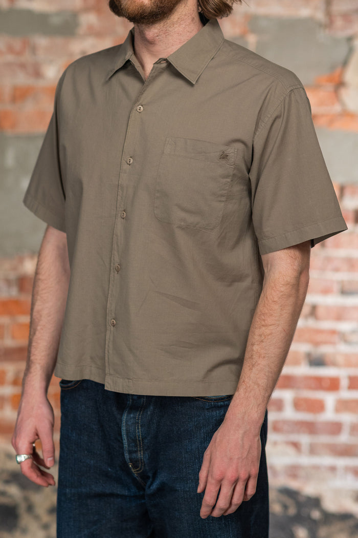Merz b. Schwanen SHIRT09LP Lightweight Cotton Poplin Short Sleeve Shirt - Faded Grain