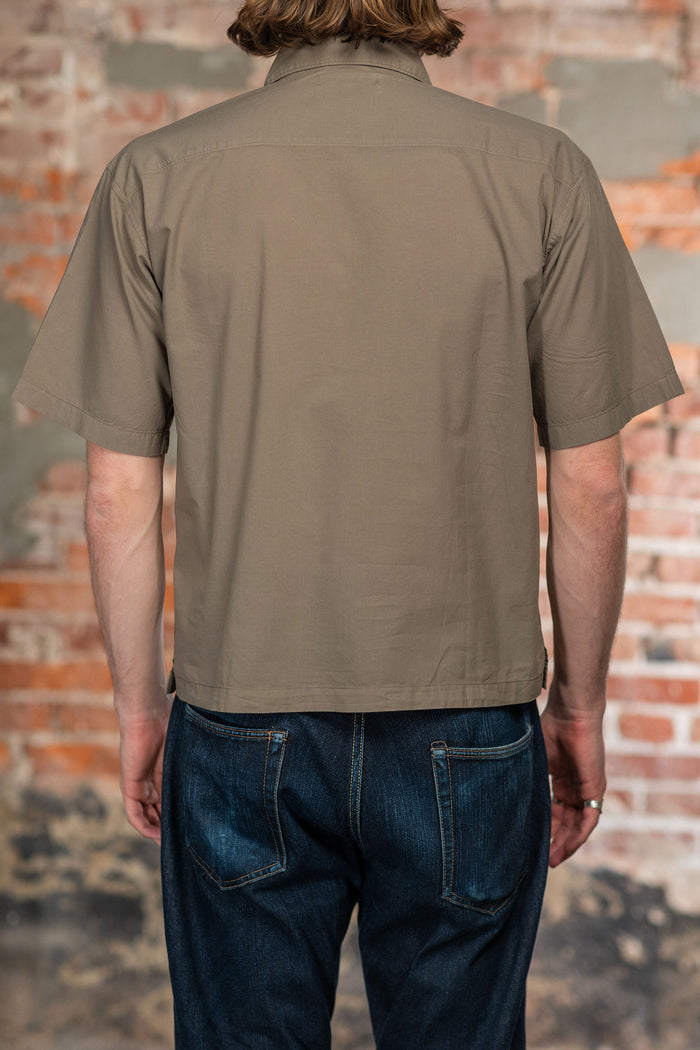 Merz b. Schwanen SHIRT09LP Lightweight Cotton Poplin Short Sleeve Shirt - Faded Grain
