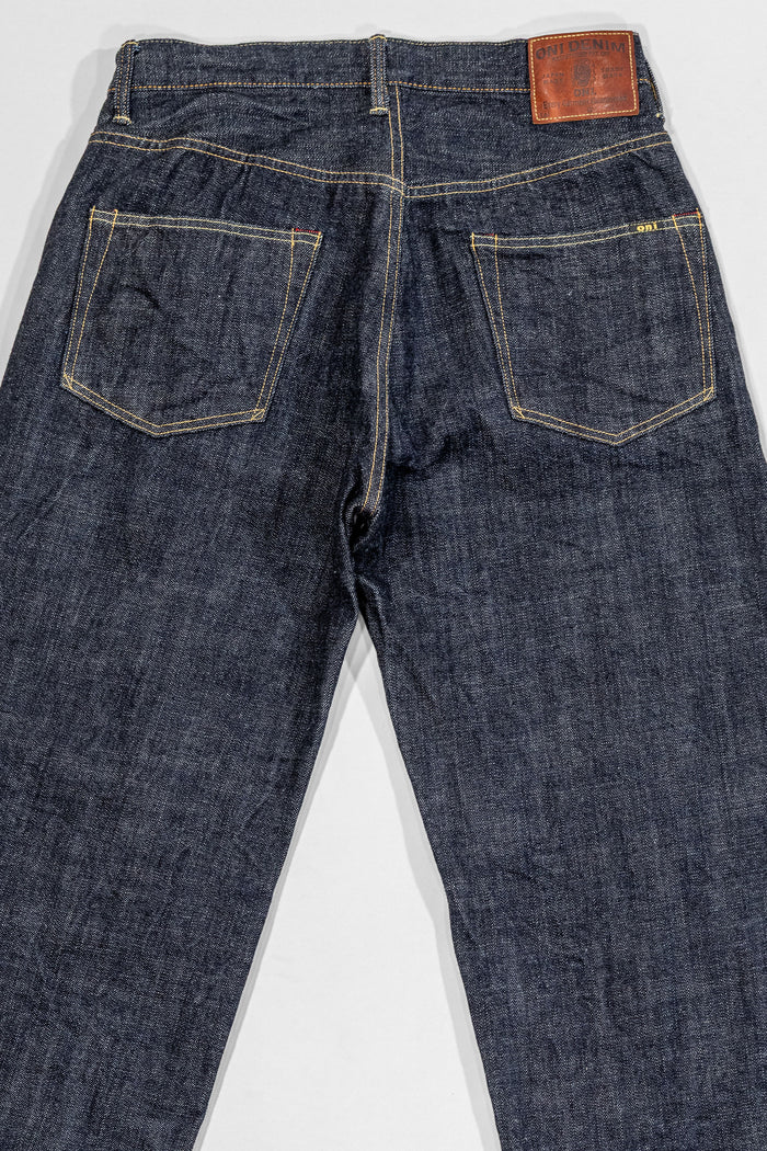 Oni Denim 222-LS - 13.5oz Super Wide Straight "Long Slub". laid on front