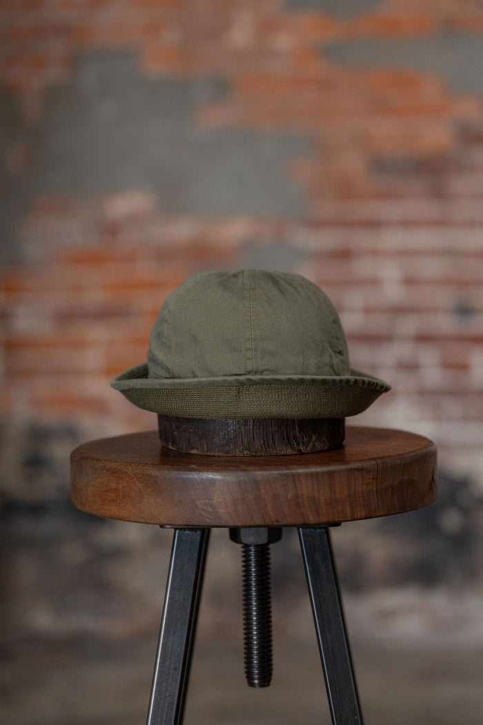 Papa Nui Beachmaster bucket hat in Olive Drab with bim flipped up