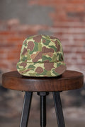 Papa Nui Hell Cat cap in green and brown Frog Camo, front view