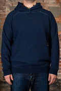 Pure Blue Japan 5410-ID Knitted Hoodie - Indigo. on model front profile