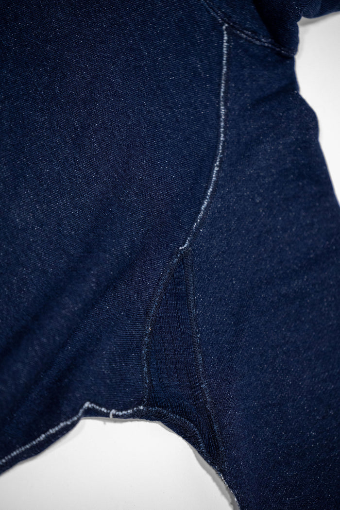 Pure Blue Japan 5410-ID Knitted Hoodie - Indigo. close up of armpit detail