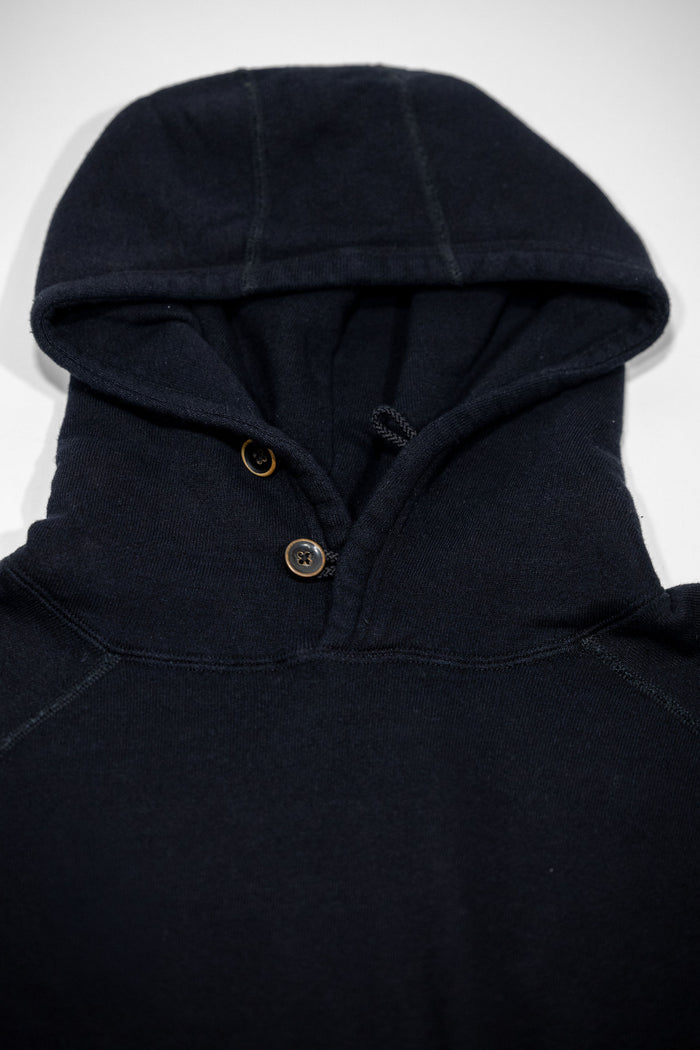Pure Blue Japan 5410-IDBK Knitted Hoodie - Indigo Black. more close up detail of hood