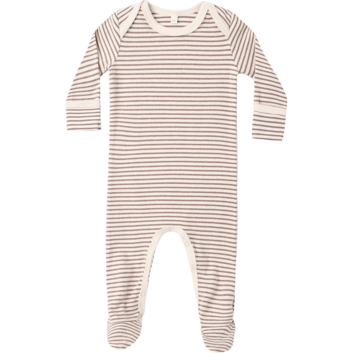 Quincy Mae Baby Footie || Cocoa Microstripe