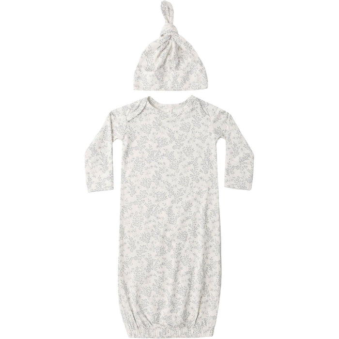 Quincy Mae Bamboo Baby Gown + Hat Set || Cloud Floral