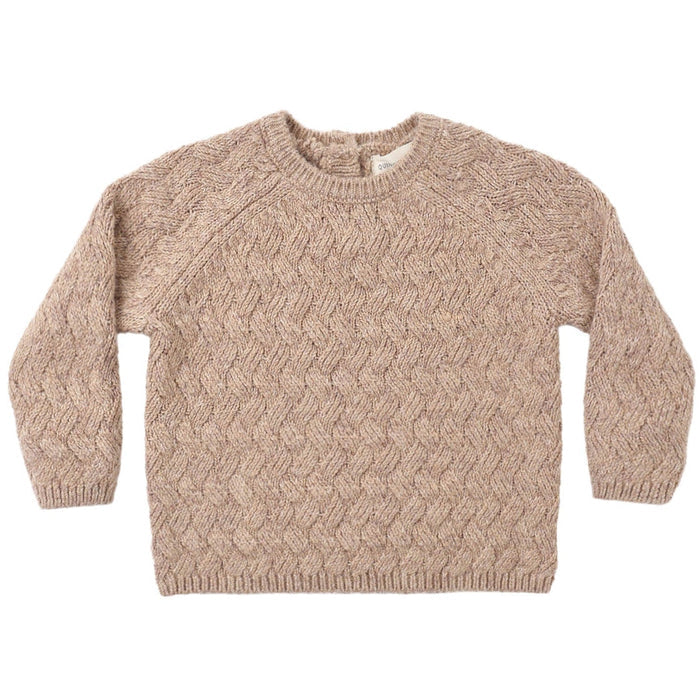 Quincy Mae Knit Sweater || Heathered Almond