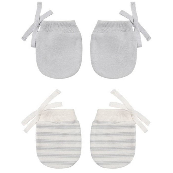 Quincy Mae No Scratch Mittens, Set of 2 || Cloud Stripe, Cloud