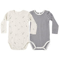Quincy Mae Ribbed Bodysuit, 2 Pack || Slate Microstripe, Celestial