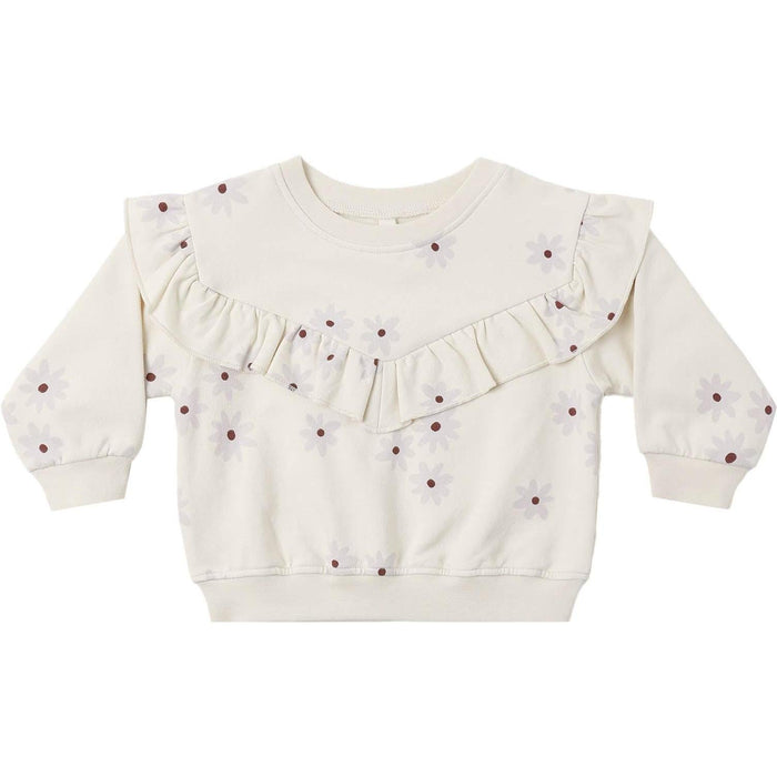 Quincy Mae Ruffle Fleece Sweatshirt || Blue Daisy