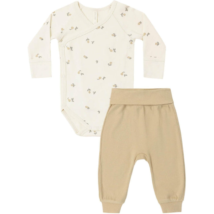 Quincy Mae Side Snap Bodysuit + Pant Set || Pears