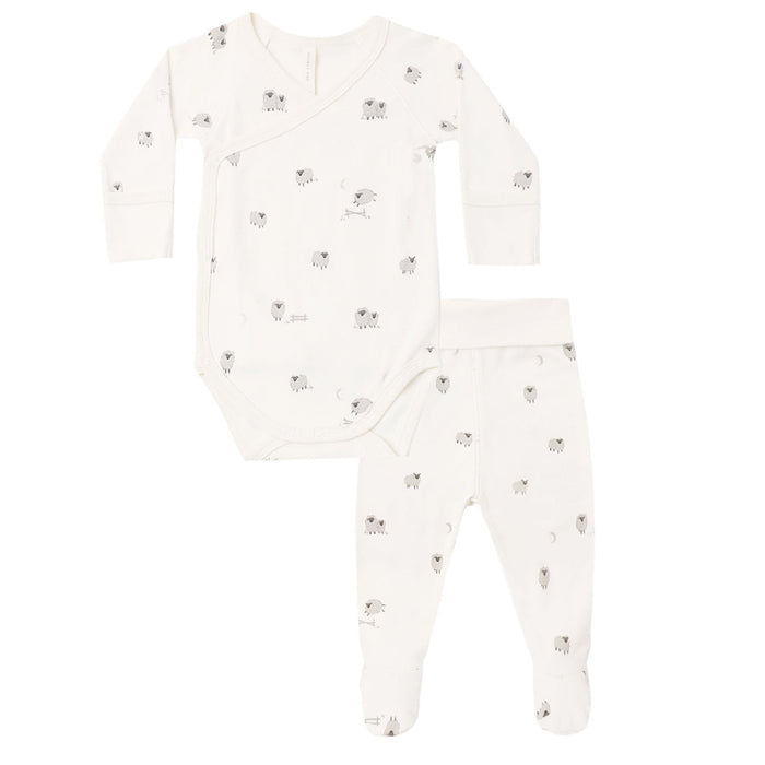 Quincy Mae Side Snap Bodysuit + Pant Set || Sheep