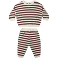 Quincy Mae Waffle Slouch Set || Black Cherry Stripe